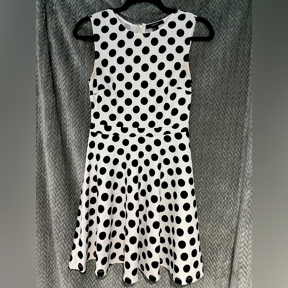 Forever 21 - Black and White Polka Dot Dress - Small